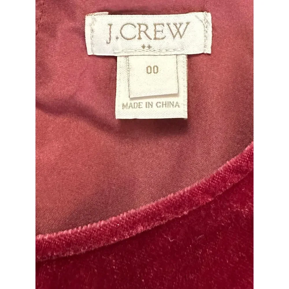 J. Crew Drapey Velvet Peplum Tank Top Deep Burgundy Red H1182 Size 00